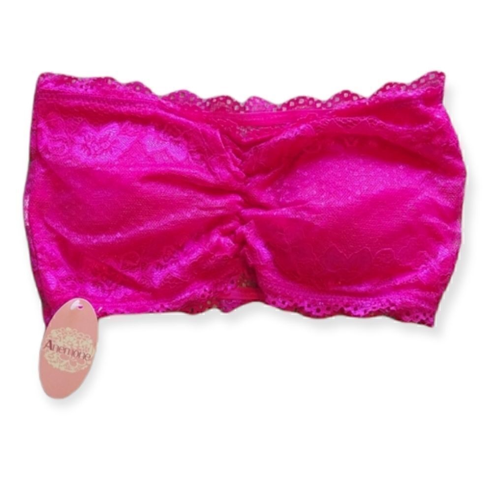Lace Bandeau Bralette Fuchsia Pink